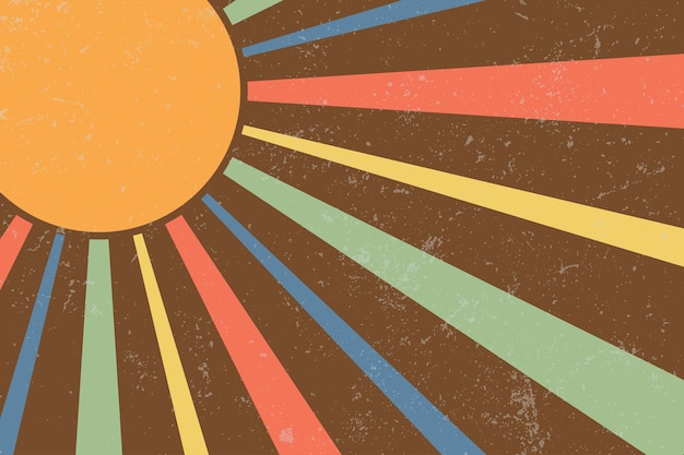 Sol con rayos Fondo retro de los años 90 Fondo vintage