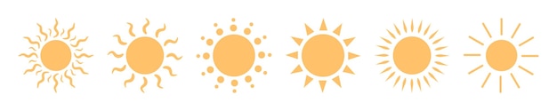 Sol con rayos y rayos de sol brillando en círculos
