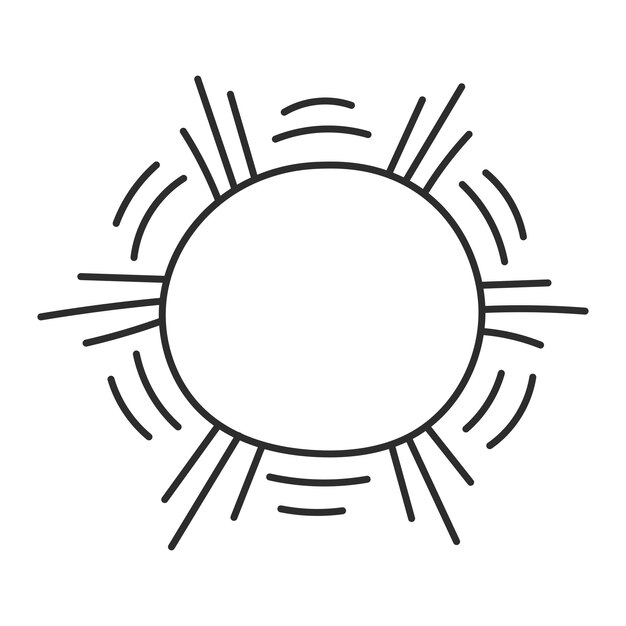 Sol con rayos de sol icono de línea dibujado dibujado vectorial