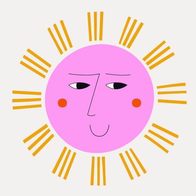 Sol sonriente personaje abstracto mascota diseño cara graciosa lindo iconx9