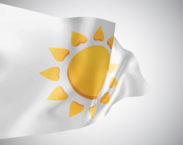 Sol en vector 3d bandera aislado sobre fondo blanco.