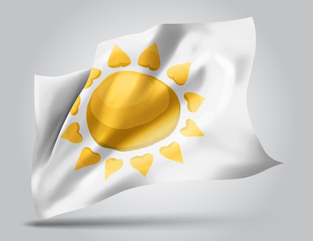 Sol en vector 3d bandera aislado sobre fondo blanco.