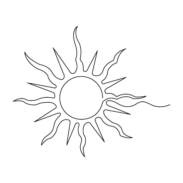 Vector sol verano continuo dibujo de una sola línea de arte contorno ilustración vectorial icono del tiempo de amanecer