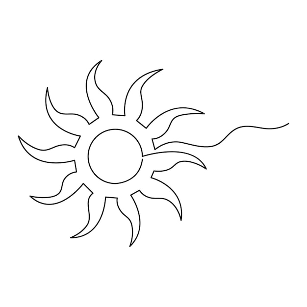 Sol verano continuo dibujo de una sola línea de arte contorno ilustración vectorial icono del tiempo de amanecer