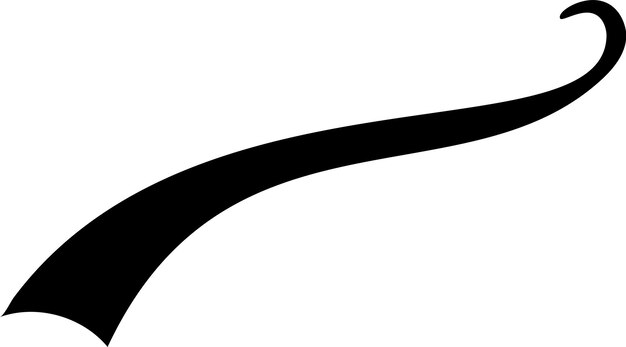 Una sola forma de swoosh negra está girando hacia arriba sobre un fondo blanco Se puede usar para enfatizar o como un elemento de diseño