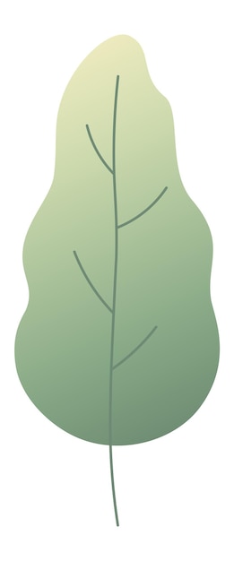 Una sola hoja verde con vena central y un suave gradiente de verde claro a verde oscuro que crea una sensación fresca y natural perfecta para representar el crecimiento de la naturaleza o conceptos ecológicos