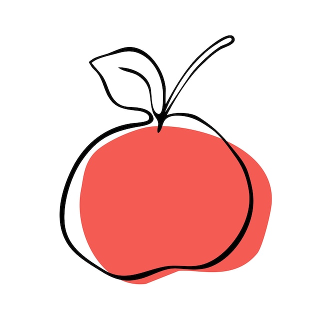 Una sola ilustración vectorial de una fruta de arte de línea de manzana