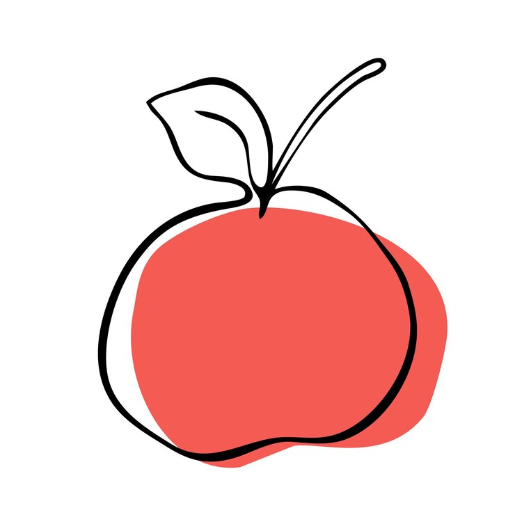 Una sola ilustración vectorial de una fruta de arte de línea de manzana