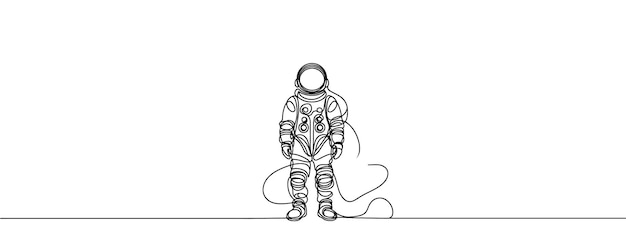 Una sola línea continua de astronauta El concepto de astronauta viajero espacial Ilustración vectorial de astronauta de una línea