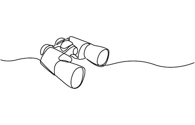 Una sola línea continua de binoculares Ilustración vectorial binocular dibujo continuo de una sola línea