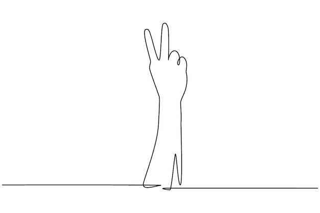 Una sola línea continua dibujando el símbolo de la paz Número dos contar a mano Aprender a contar números vector