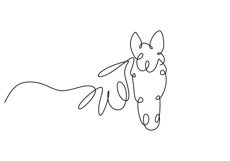 Una sola línea continua de lindo unicornio aislado sobre fondo blanco.