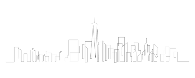 Una sola línea dibujando el horizonte de la ciudad de Nueva York Estados Unidos