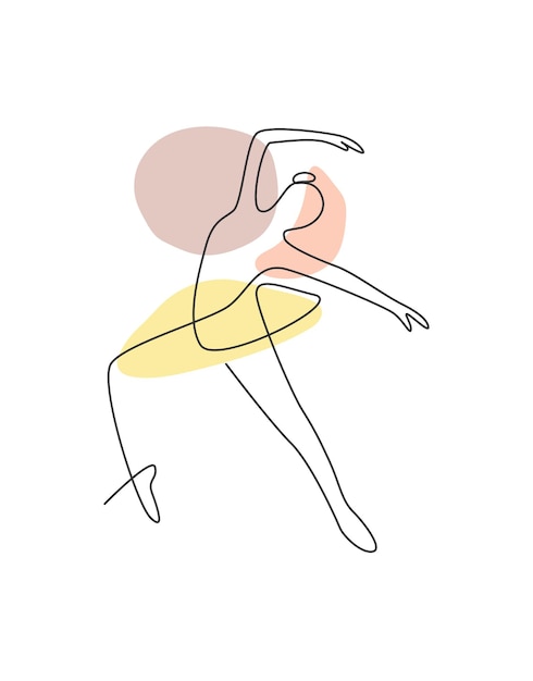 Una sola línea dibujando mujer sexy belleza bailarina vector Bonita bailarina de ballet muestra movimiento de danza