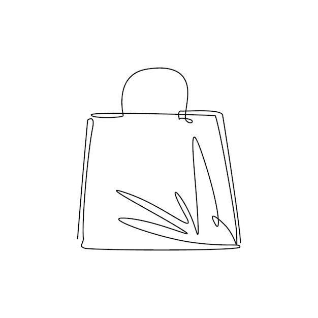Una sola línea de dibujo bolsa de papel de compras paquete elegante para la compra descuento de ventas de vacaciones