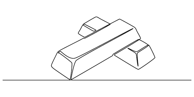Una sola línea de dibujo pila de barras de oro concepto de banco diseño de dibujo de línea continua vector gráfico