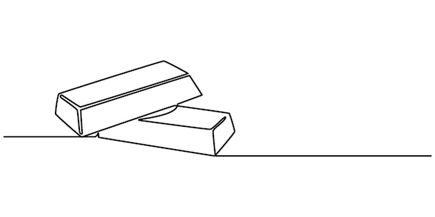 Una sola línea de dibujo pila de barras de oro concepto de banco diseño de dibujo de línea continua vector gráfico