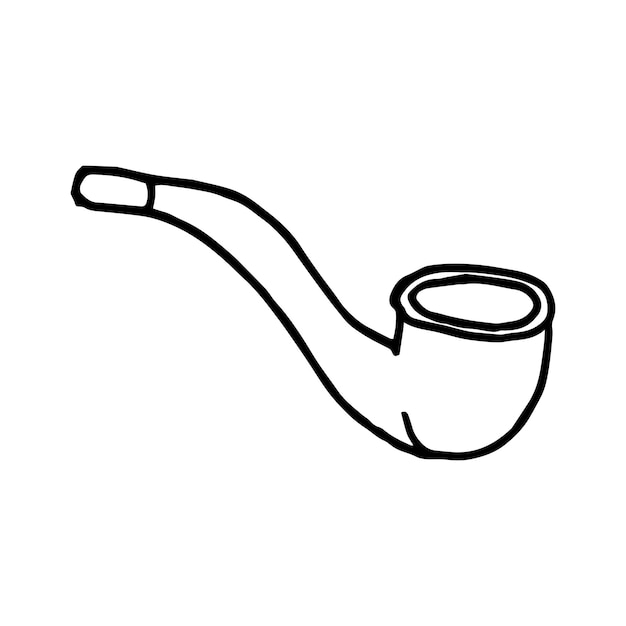 Una sola pipa de fumar aislada sobre un fondo blanco Ilustración de garabateo vectorial en blanco y negro