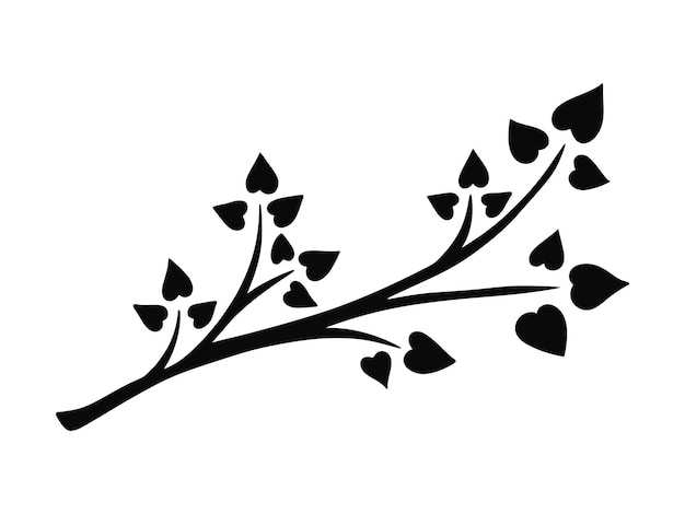 Una sola rama de árbol con hojas en forma de corazón clip art