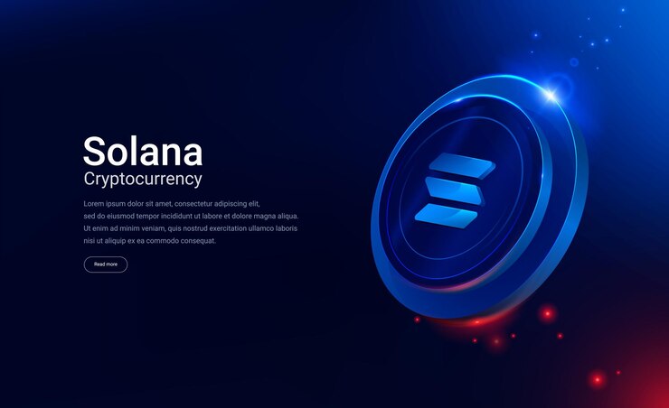 Vector solana o sol moneda crypto moneda blockchain tecnología un fondo digital vector ilustración abstracta