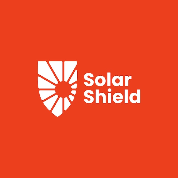 Solar sun shield guardia protector seguridad logo vector icono ilustración