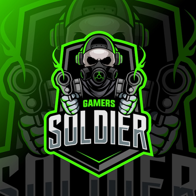 Soldado cráneo mascota esport logo