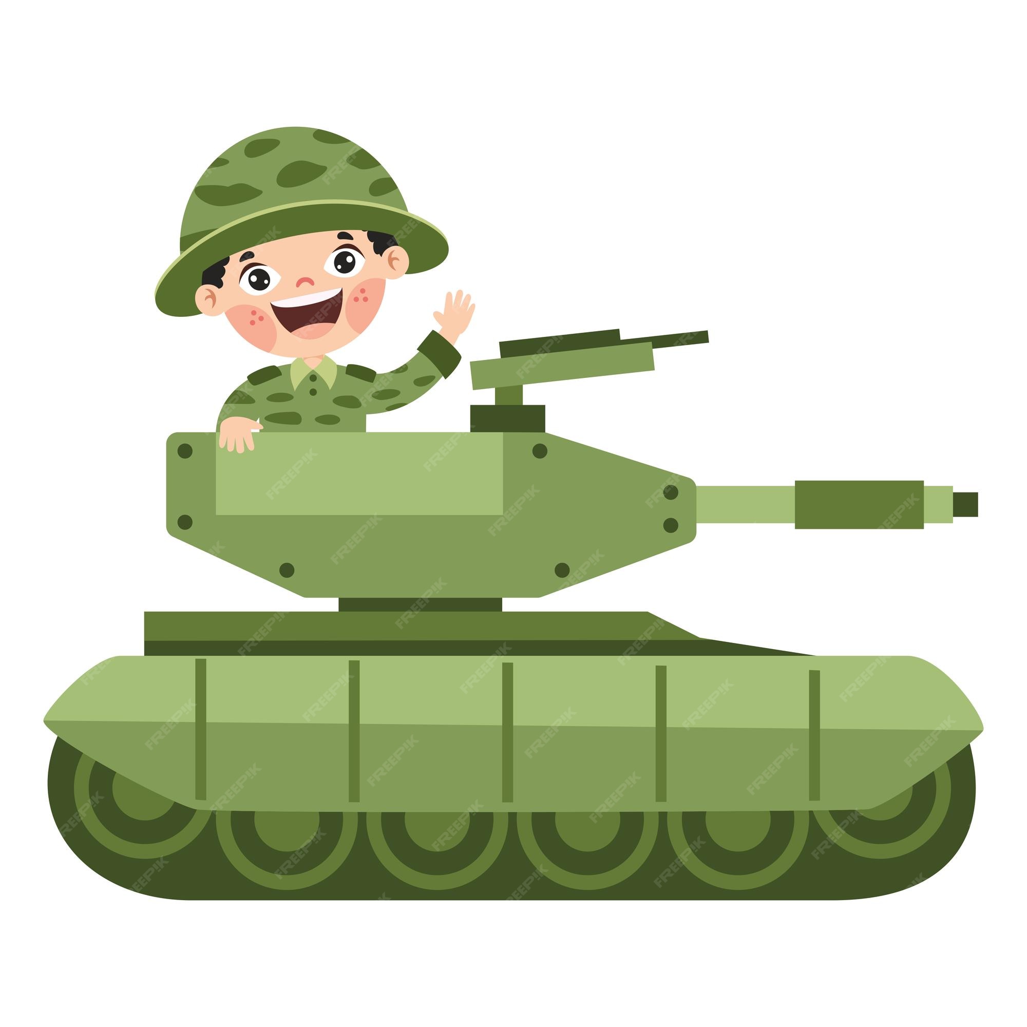 Soldado de dibujos animados en traje militar | Vector Premium