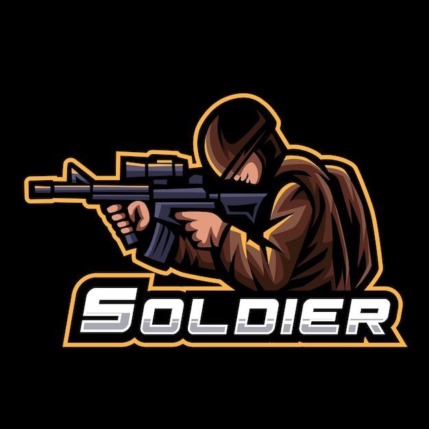 Soldado esport logo mascota logo diseño vector ilustración