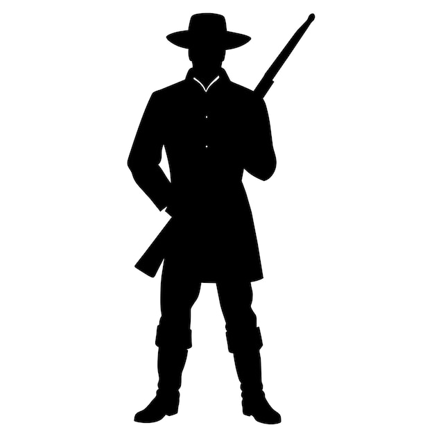 Soldado de la guerra civil estadounidense silueta vectorial silueta de color negro 16