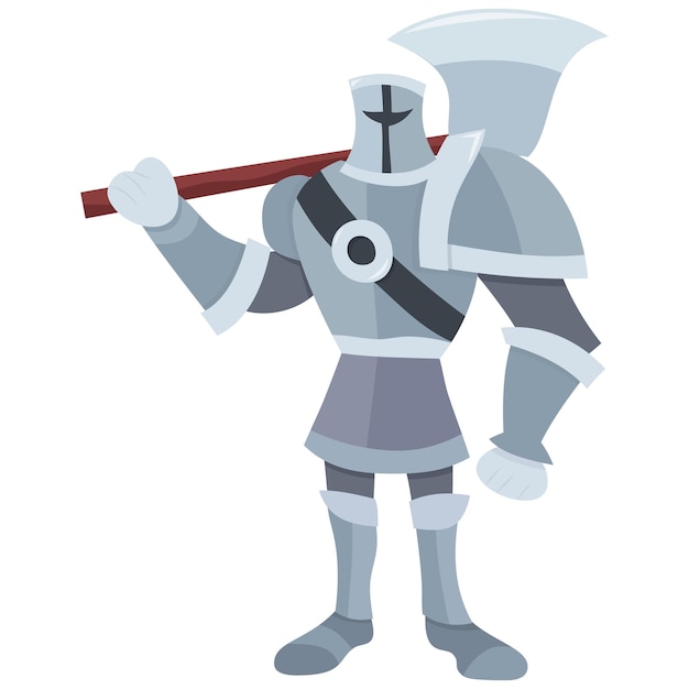Soldado medieval de dibujos animados con hacha