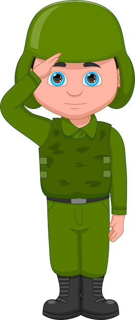 soldado, niño, caricatura, blanco, plano de fondo