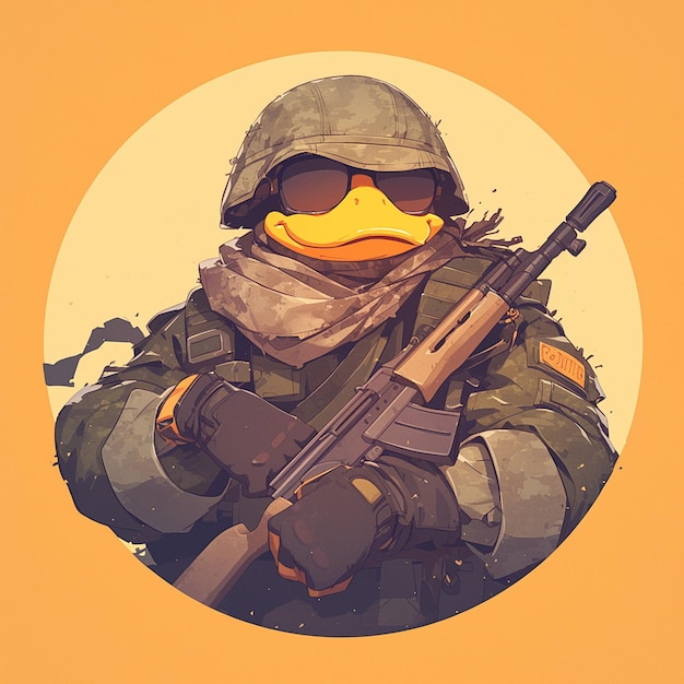 Vector un soldado pato vigilante al estilo de las caricaturas