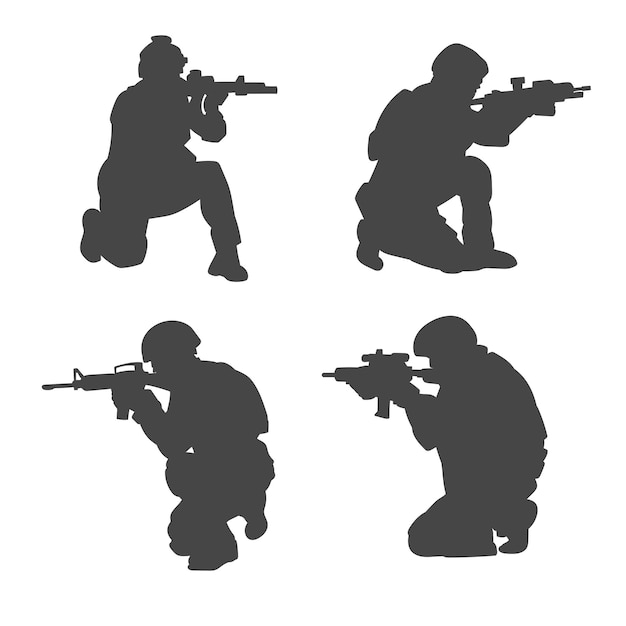 Soldado de uniforme con pistola. ilustración vectorial