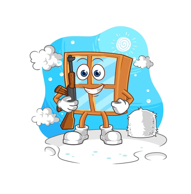 Soldado de ventana en vector de mascota de personaje de invierno