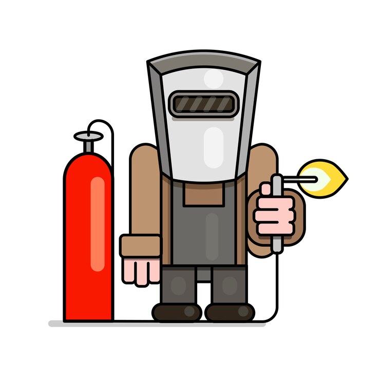 Vector soldadora con cilindro de gas y vector reductor.