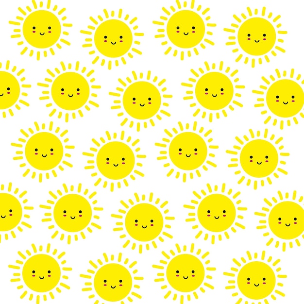 Soles patrón divertido sonrientes soles el fondo de una brillante y hermosa caricatura