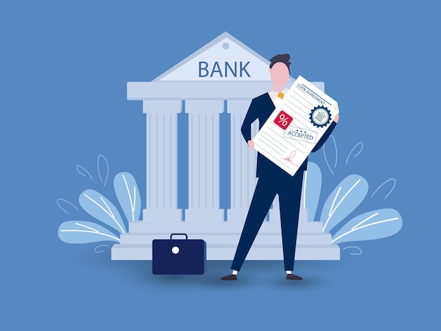 Solicitar préstamo en la ilustración de vector de concepto de ilustración de banco