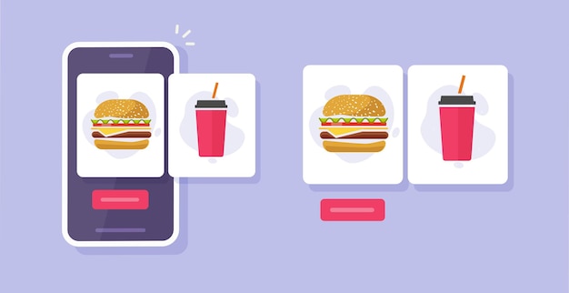 Solicite pantallas de teléfonos móviles de la aplicación en línea de entrega de comida rápida o compre el menú de servicio digital del restaurante de comida