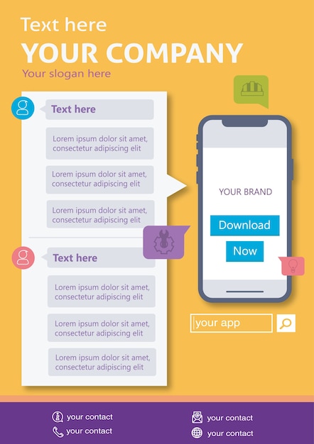 Vector solicitud de infografía plantilla de folleto para anuncios