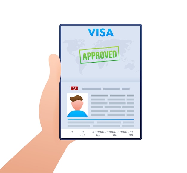 Solicitud de visa aprobación de viaje inmigración visa vector stock ilustración