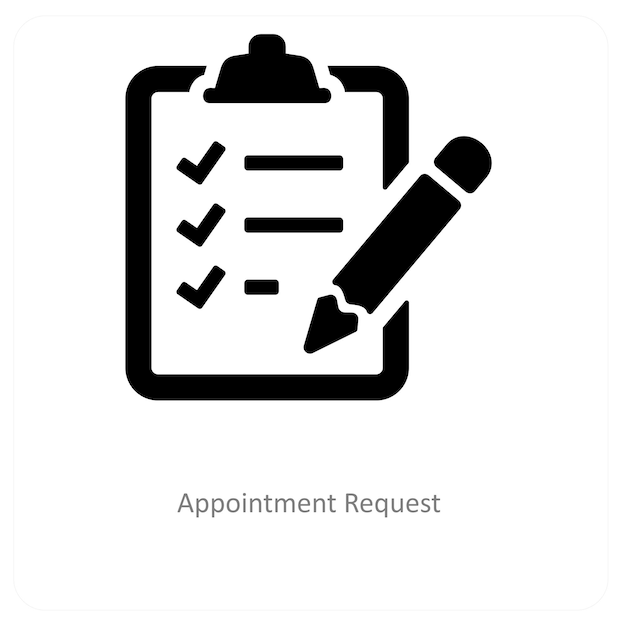 solicitudes de cita y concepto de icono de lista de comprobación