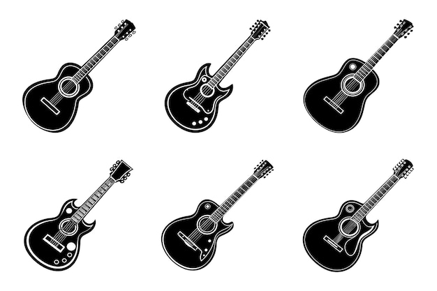 solitario de guitarra Vector silueta silueta negra