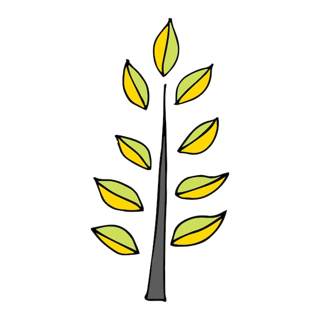 Un solo árbol simple Ilustración vectorial dibujada a mano