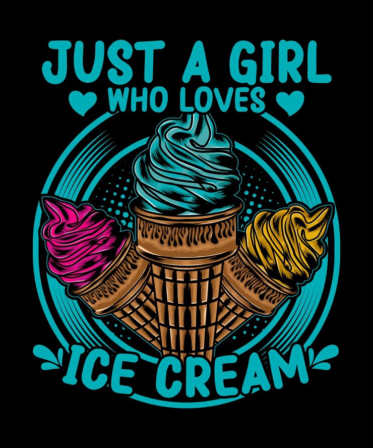 Sólo una chica que ama la camiseta de helado Diseño de helado Arte vectorial Ilustración vectorial colorido
