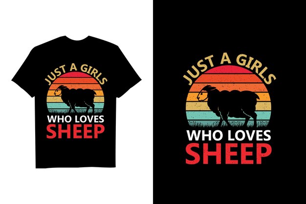 Solo una chica que ama el diseño de camisetas con vectores retro de ovejas