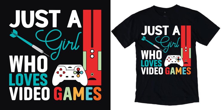 Vector solo una chica que ama el diseño de camisetas de videojuegos