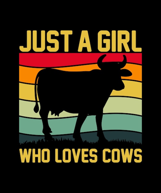 Vector sólo una chica que ama las vacas plantilla de impresión de diseño de camiseta ilustración vectorial de tipografía