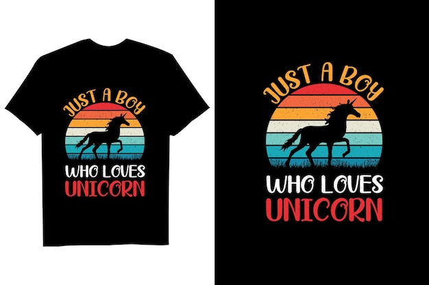 Solo un chico que ama el diseño de camiseta vectorial retro Unicornio