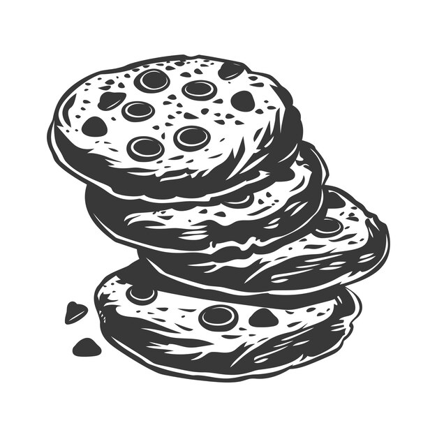 Vector solo en color negro para las galletas de chocolate de silueta