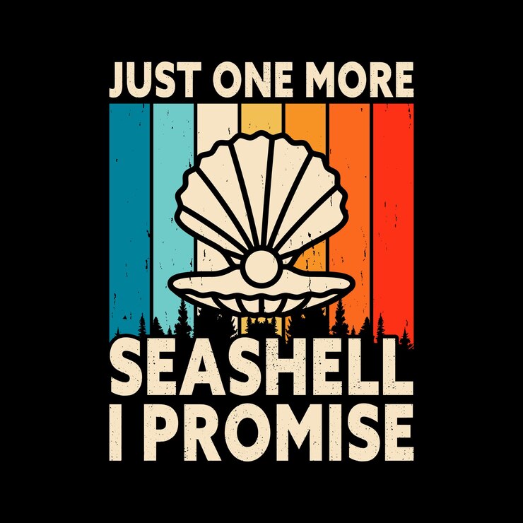 Vector sólo una concha más, lo prometo. diseño de camiseta de conchas marinas vintage para coleccionistas de conchas divertidas.